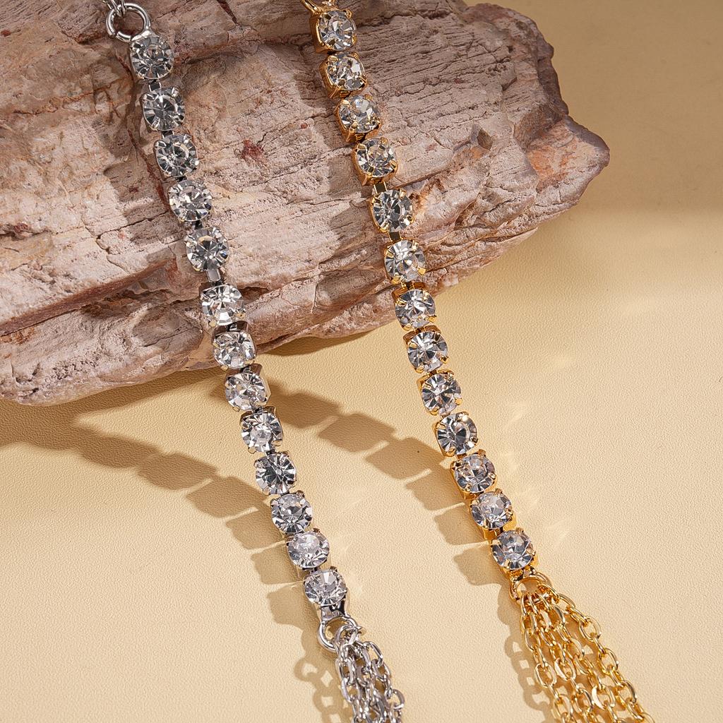 European and American exaggerated diamond-encrusted geometric chest chain sweater chain niche necklace light luxury item decoration