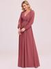 Ever-Pretty Damen-Abendkleider in A-Linie, Chiffon, Übergröße, mit langen Laternenärmeln