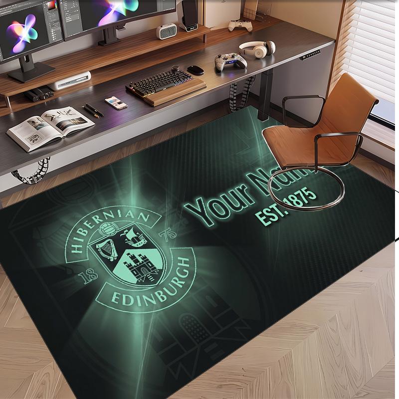 Personalized Crystal Velvet Carpet Hibernian FC Pattern Non Slip Floor Rug