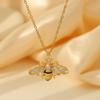 18K Gold Titanium Steel Bee Necklace with Zircon Inlays for Women - European & American Style