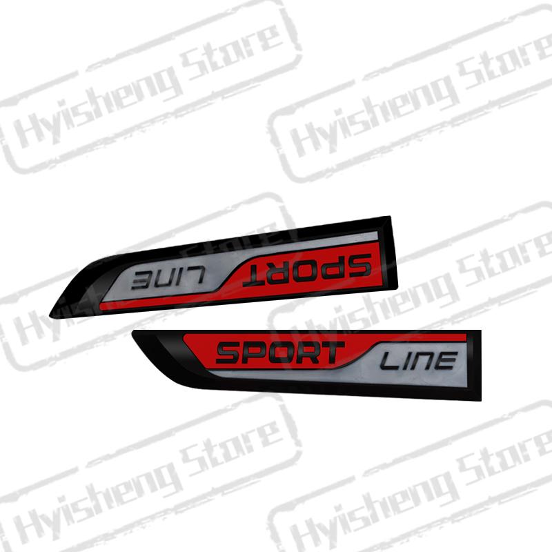 JBIW9 2PCS Metal Car Styling Sport Line Sticker Badge Car Body Side Emblem For Skoda Octavia Rapid Kodiaq Karoq Fabia Kamiq Superb