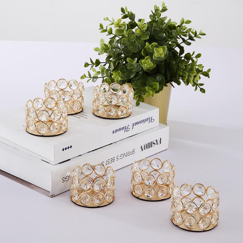 Golden Candle Holder European Crystal Candle Holder Creative Iron Candle Holder Candle Dinner Candle Cups