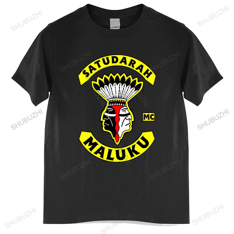 ZheXiong TEE T-shirt heren katoenen tops Mode Satudarah Mc Groningen Bedrukt Hoge Kwaliteit Zwart heren t-shirt euro maat M