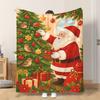 1pc Flannel Blanket Happy Santa Decorates Tree This Shawl/Blanket/Nap Blanket/Sofa Blanket Is Soft Comfortable And Warm Suitable F