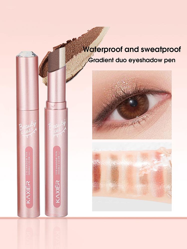 Waterproof Double Eye Shadow Stick - Gradient, Sweat-proof, and Smudge-proof Makeup Tool for Easy and Long-lasting