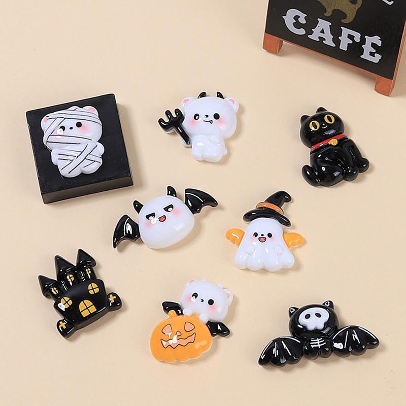 Cute Little Ghost Dark Demon Animals Resin Halloween Keychain For Women Keyring Bag Charm Pendant Car Key Accessories