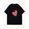 Oversized T Shirt Dress Black Red Sequin Heart Print Casual Streetwear For Women