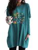 Ladies Sweatshirt Women's Long Tunic with Pockets Loose Fit Fashion Printed Logn Sleeve Top