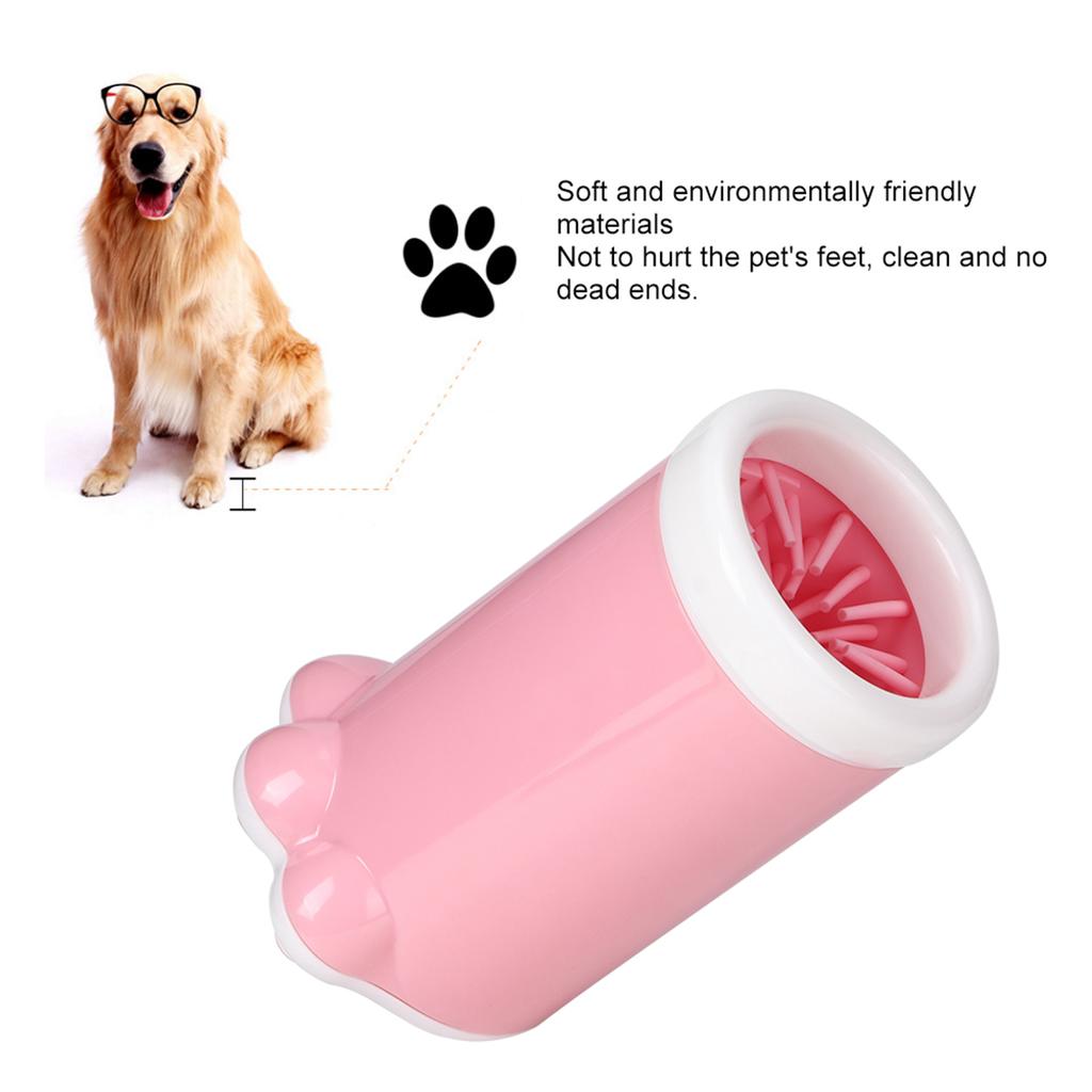 Cute Pet Cat Dog Dirty Paw Cleaning Cup Silicone Non Slip Cleaning Tool Grooming Cup(Pink )