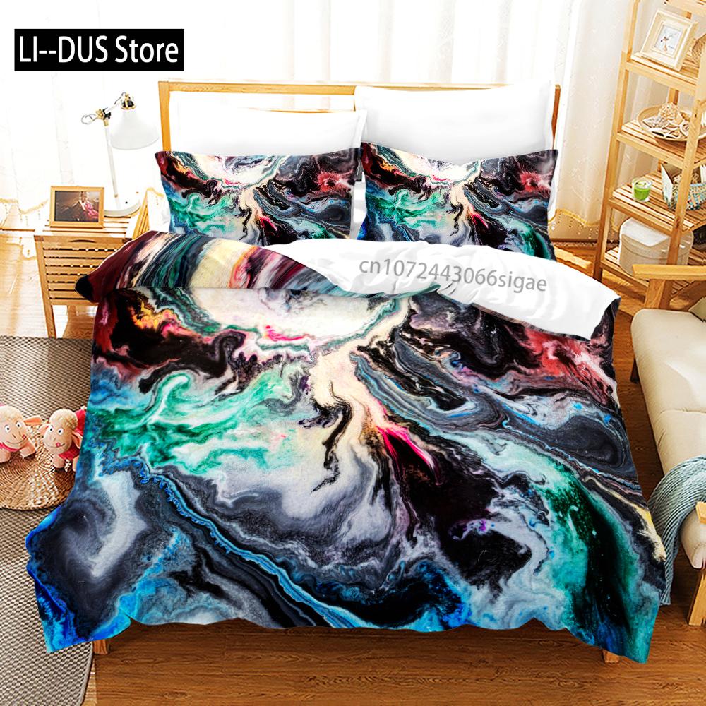 Queen King Full Size Luxury Bedding Set With Duvet Cover Bed Colorful Gradient Pattern For Ethnic Abstract Art Fashion Polyester