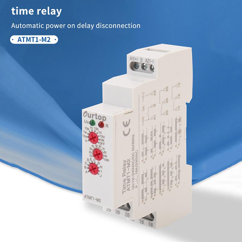 New 1Pcs 16A/250VAC Multifunction Timer Relay 12-240V Din Rail Type Time Delay Relay With 10 Function Choices ATMT1-M2 ATMT3-M1