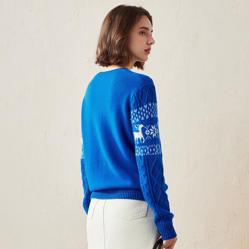 Women's Holiday Pure Cashmere Round Neck Sweater