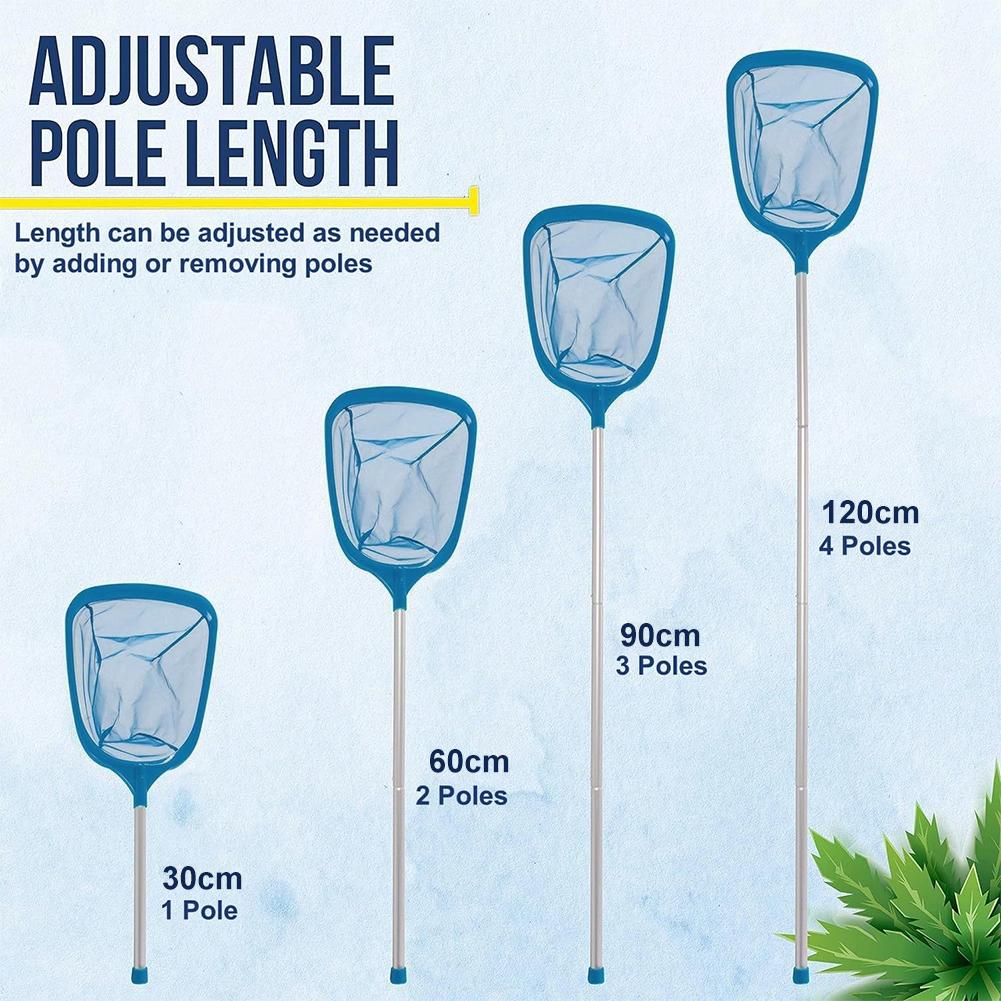 Swimming Pool Leaf Rake Mesh Professional Skimmer Net with 4 Section buckle Pole Cleaning Net Swimming Pool Spa Tool Pool Parts