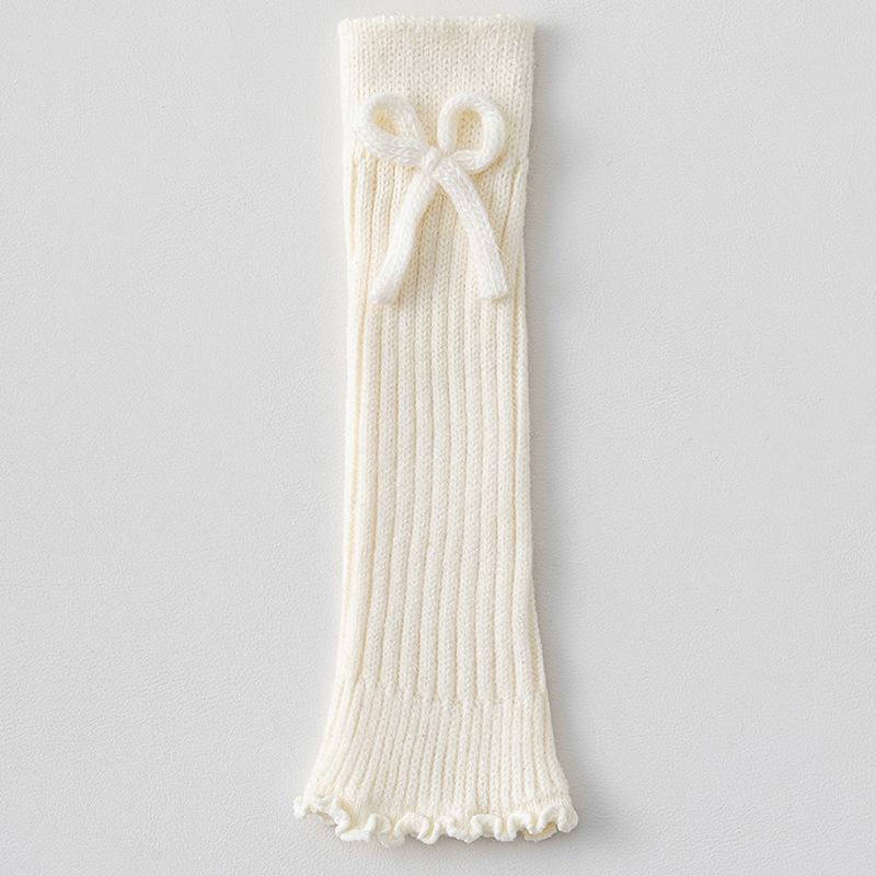 

Children Leg Warmers Autumn Winter Lolita Bowknot Knitted Socks Baby Girls Warm Foot Cover Cute Sweet Socks Long Stockings белый