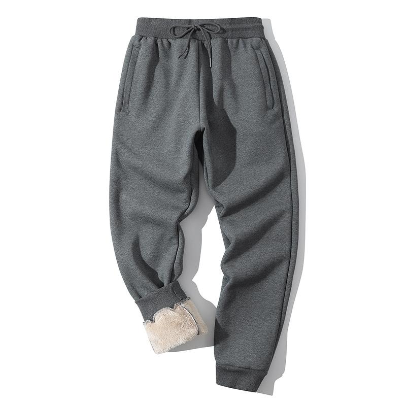 Men's Lamb Velvet Zipper Sweatpants Plus Velvet Thickened Sports Casual Pants Middle-aged Men's Pants Straight Trousers, Leggings