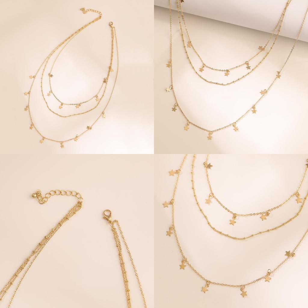 Unique Alloy Star Three Layer Necklace Ideal For Gifts On Special Occasions