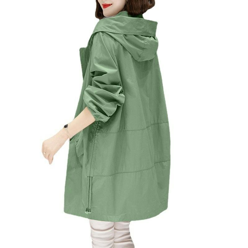 Pink Windbreaker Women's Mid-length Small Spring and Autumn Thin Spring Coat Temperament Casual Coat