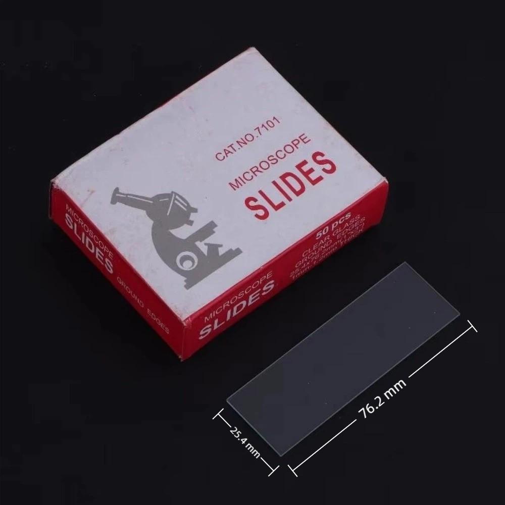 50Pcs/Box Glass Microscope Slides 25.4x76.2MM DIY Blank Biology Glass Slide Frosting Smooth Surface Blank Slides