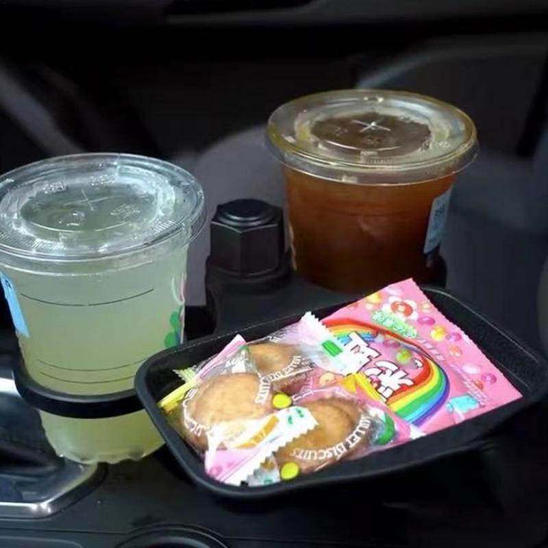 Car Cup Holder Tray 4-in-1 Car Swivel Tray Adjustable Travel Food Table Tray Multifunctional Car Holder Expander 360-degree