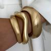 Ingemark Creative Hip Hop Matte Heavy Metal Chunky Spring Bangles for Women New Trend Gold Color Arm Bracelets Grunge Jewelry
