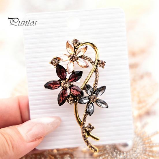 Daily Wear Brooch Vintage Flower Pin, Floral Wreath Lapel Pin with Colorful Jewelry Rhinestones, Accessory for Clothing Dress Coat Bags Scarves Shirts