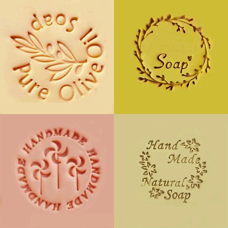 Molde Carimbo Personalizado para Sabão, Selo de Vedação para DIY, Suprimentos para Fazer Sabão Artesanal, Kits de Ferramentas, Série de Flores Letras Inglesas