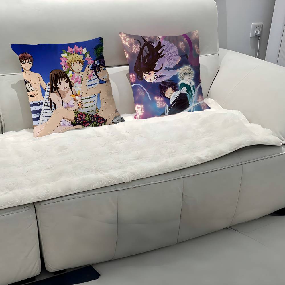 N-Noragami Anime Kissenbezüge Cartoon Sofa Dekorative Zuhause Doppelseitiger Druck Kurzer Plüsch Niedlicher Kissenbezug