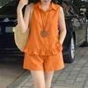 Women Sleeveless Vest Tops and Shorts Summer Two Piece Suit Sets