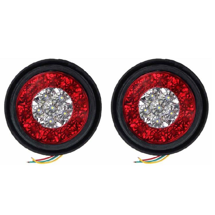 2 Stück LED-Bremslicht für Auto 12V Retro Runde Nebelschlussleuchte 16-LED-Rücklicht für Anhänger