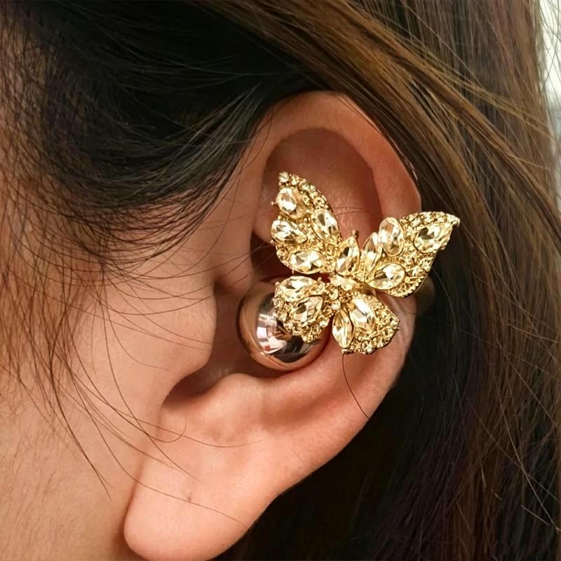 Zircon Butterfly Earphone Clips Sparkly DIY Custom Decor Personalized Headphone Accessory for Casual Outfit Earbud Ornament