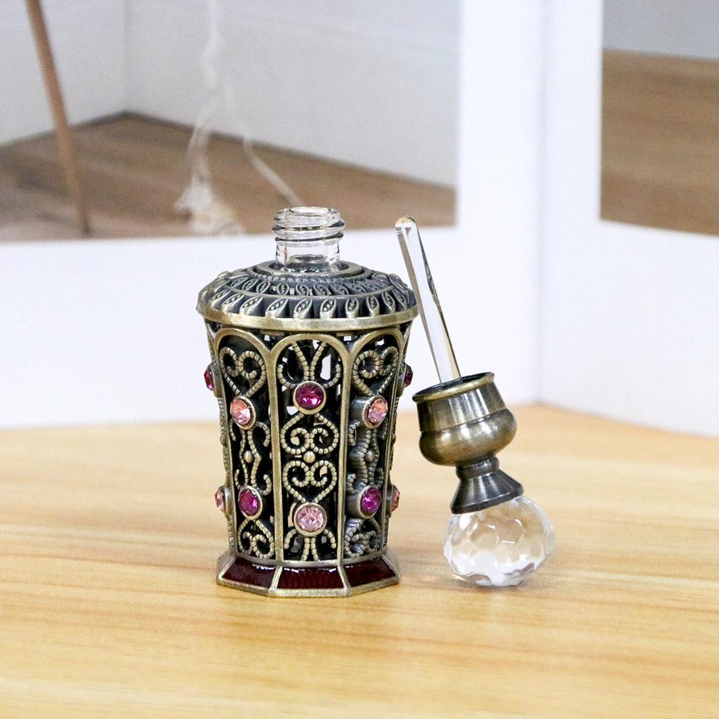 10ml Glass Roll-on Perfume Bottle, Dubai Style Enamel Embroidery with Rhinestone, Essential Oil Container