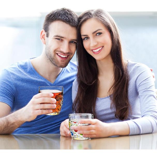 Colorful Bubbly Drinking Glasses Set of 2, 11 Oz (330 Ml), Stemless Champagne Glasses, Cocktail Glasses, Stemless Wine Glasses, Iced Tea Mugs, Heavy