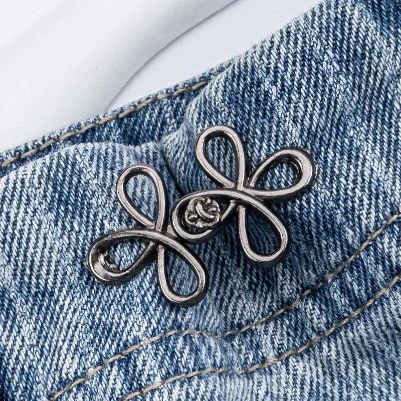 1-4 PZ Bottoni a Vita a Forma di Quadrifoglio Chiusura Regolabile Bottoni in Metallo-Stringitrici per Jeans Larghi Istantaneo Senza Cuciture per Pantaloni in Jeans