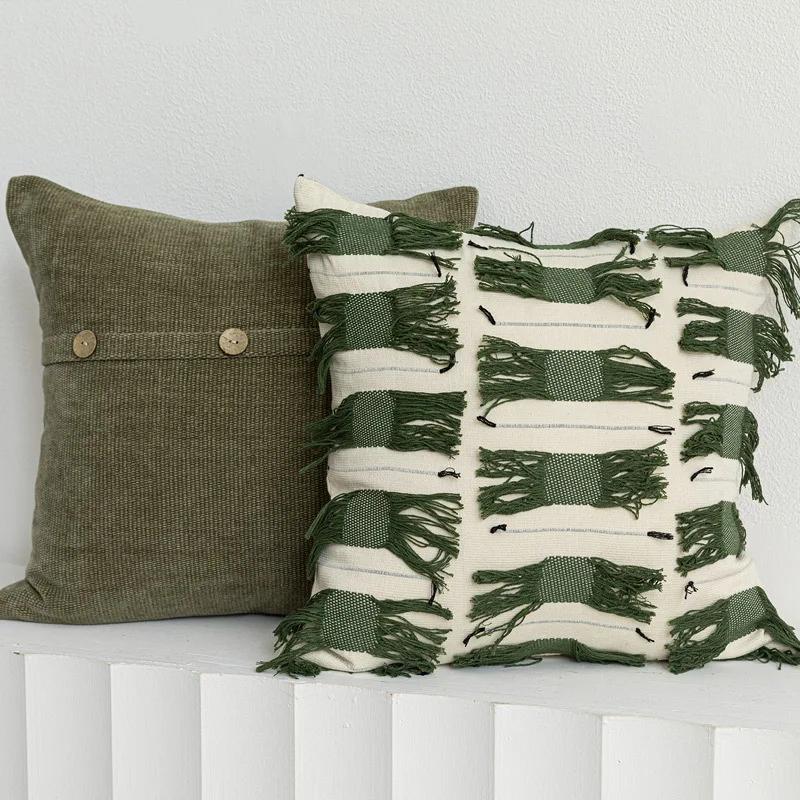 Cushion Cover Nordic Olive Green Bedroom Sofa Living Room Pillowcase Soft Fabric Home Decoration Fashion High-grade Sense 45*45