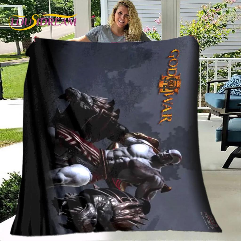 God of War Spiel Spieler Weiche Plüschdecke, Flanelldecke Überwurfdecke für Wohnzimmer Schlafzimmer Bett Sofa Picknick Abdeckung Bettdecke