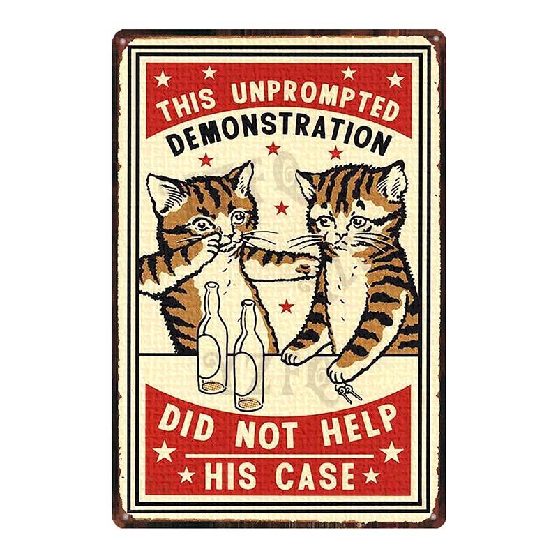 Cat And Dog Diet Funny Picture Metal Tin Signs Plaque Vintage Wall Bar Home Art Pet Shop Decor Customizable 30X20CM DU-7090A
