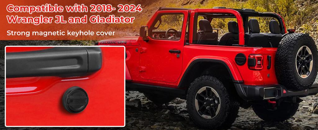 3Pcs Magnetic Keyhole Covers for Jeep Wrangler TJ JK JL Gladiator 2018-2025 Durable Decorative Sticker Easy Installation