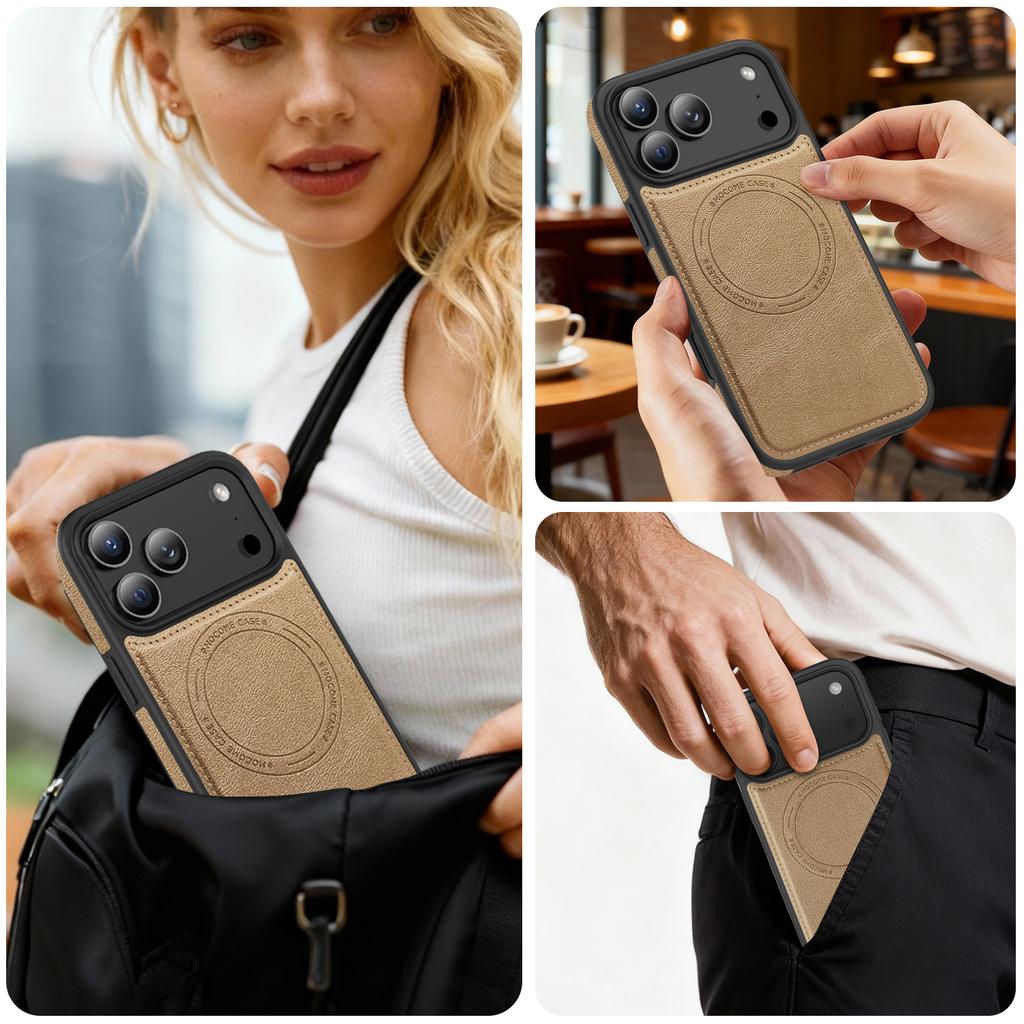 For iPhone 17 Pro Max Case Compatible with MagSafe Leather Back Phone Cover
