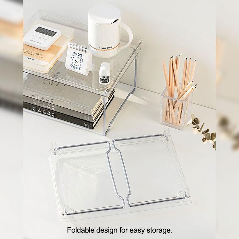Foldable Transparent Double Desktop Acrylic Shelf Cup Rack Kitchen Bathroom Cosmetic Sundry Shelf