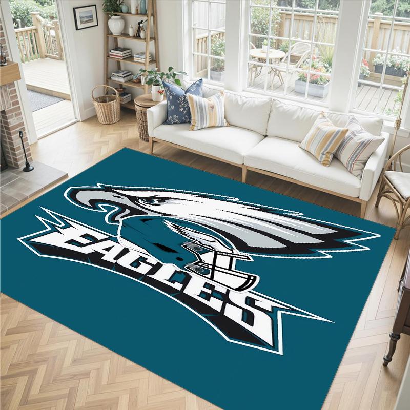 Philadelphia Eagles Design Kristall-Samt-Teppich Gemütlich Nicht?Rutschfester Teppich mit Aufdruck für Schlafzimmer Wohnzimmer Eingang