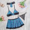 European and American explosive sexy fun set plaid uniform temptation underwear set three-piece set