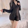 New Sex Underwear Sexy Leak Back Boyfriend Shirt Perspective Temptation Pajamas Chiffon Shirt Women's Home