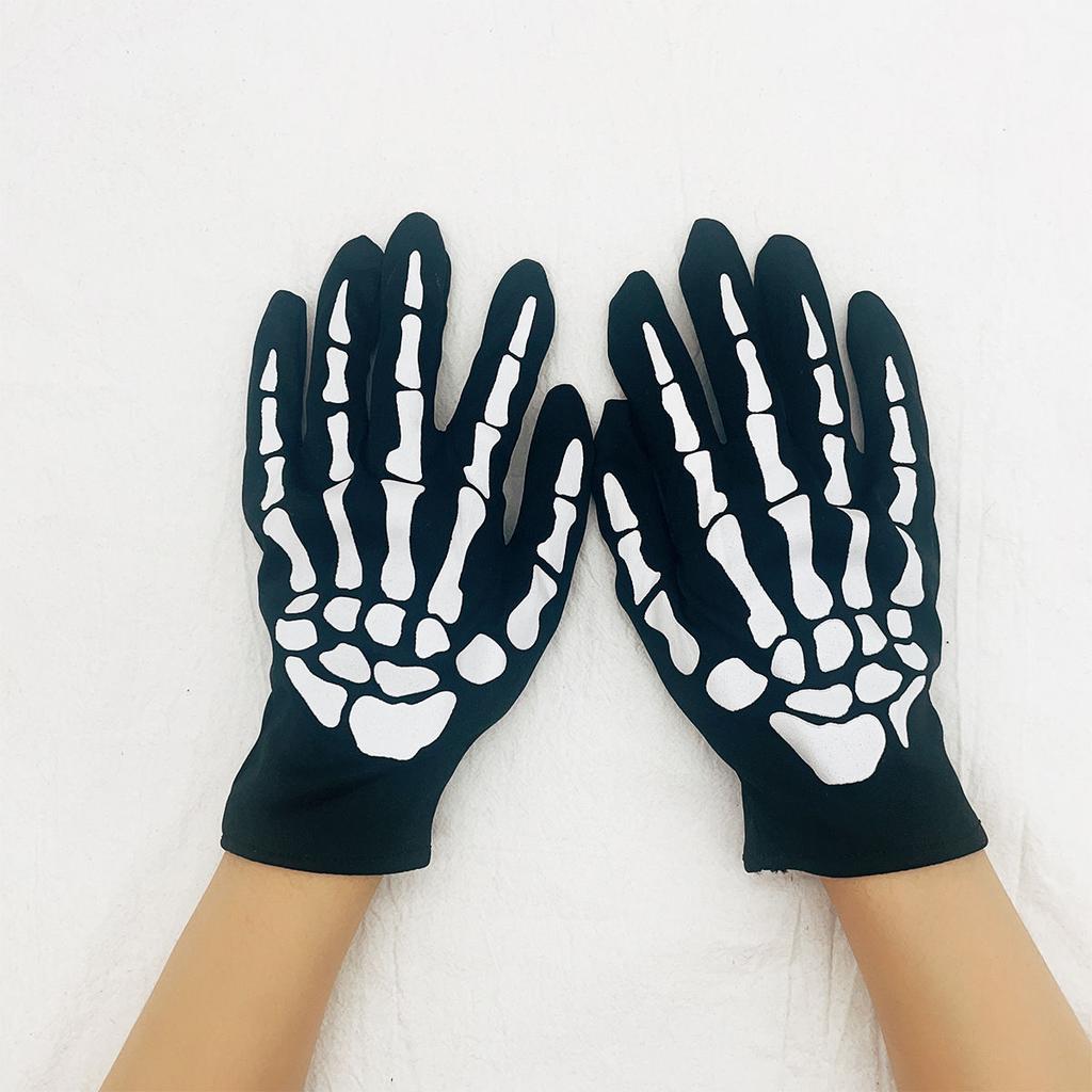 1 Pair Halloween Short Skull Gloves Female Mittens Fashion Men Horror Claw Bone Skeleton Goth Racing Streetwear Guantes Women
