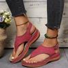 Damen Thone Keilsandalen Einfarbig Knöchelschnalle Riemen Slingback Offene Zehenschuhe Lässige Retro-Schuhe