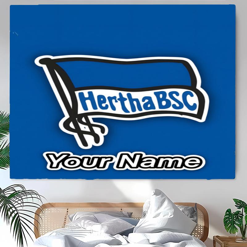Hertha BSC Tapestry with Custom Name Wall Hanging Room Background Cloth Home Decor Beach Mat Yoga Mat Sofa Bed Sheet