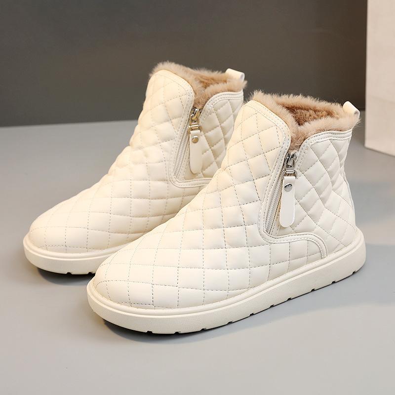 New Short Boots 2026 Winter Snow Boots with Mid Top Zipper and Velvet Shoes for Students  Board Shoes for Women