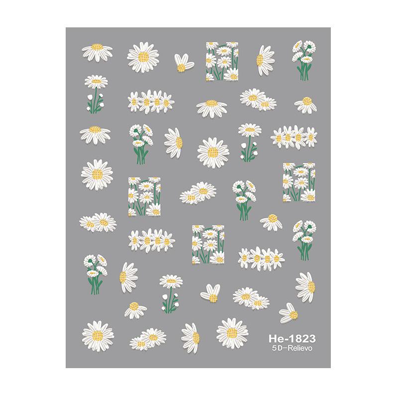 Redanco 5D Cartoon Daisy Flower 3D Nail Stickers - Hot Selling Embossed Nail Art Decor (He1824) Daisy Flowers