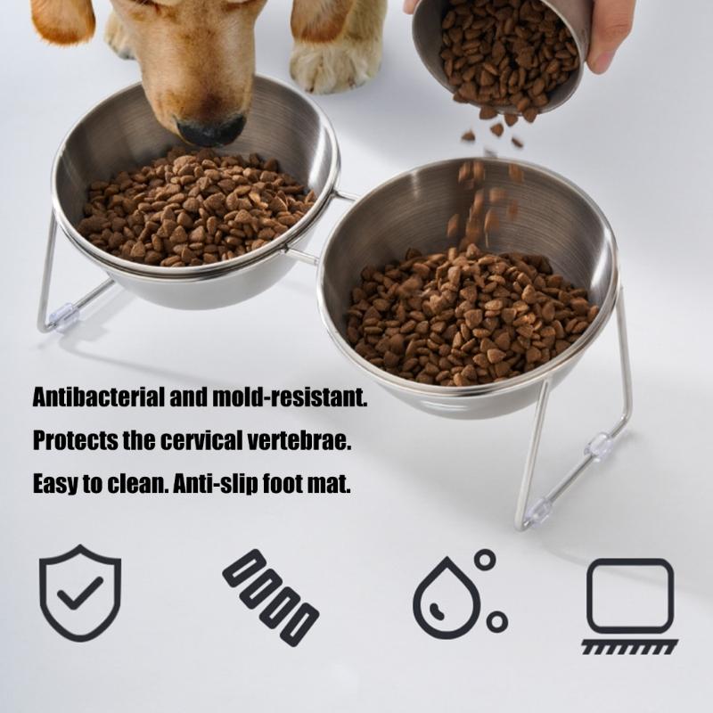 Ergonomic Dog Bowls With Double Bowl Splash Proof Dish Durable Bowl For Healthy Eating Heavy Duty Dish
