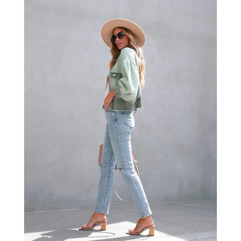 VEZFAA Dámská móda Ležérní Jednobarevný potisk Podzim Zima Dlouhý rukáv POLO Bundy a kabáty