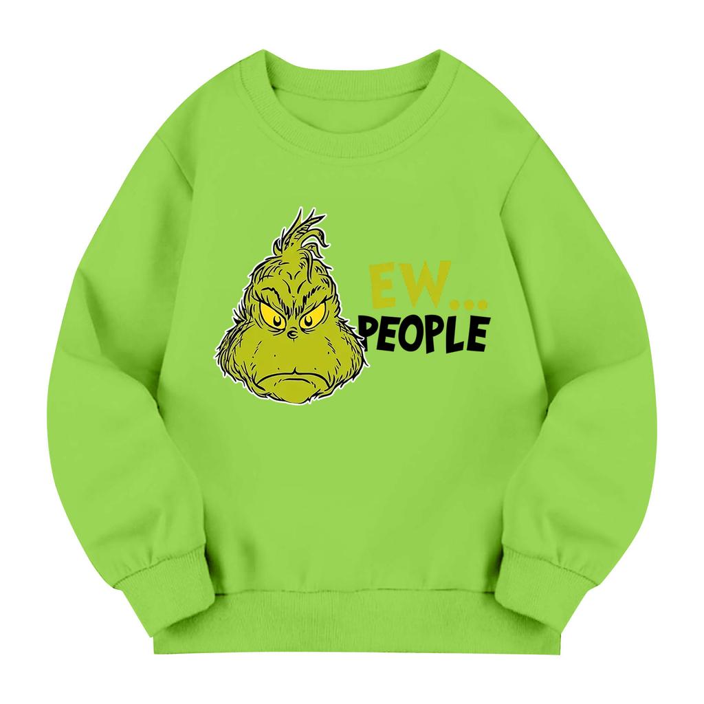 Kids' Long Sleeve Loose Pullover Letter Printed Round Neck Sweatshirt